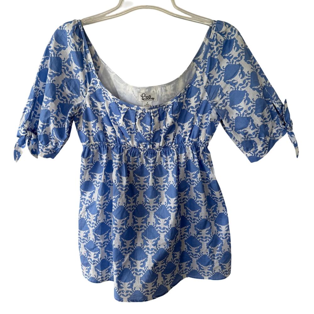 Lilly Pulitzer Size 4 Crabs Peplum top blouse